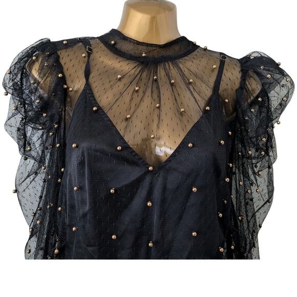 For Love & Lemons Sz S CLEMENCE Black Noir Dress - Picture 4 of 8